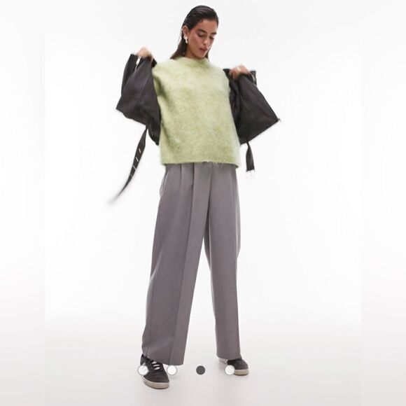 NWOT Topshop ASOS knitted fluffy sweater in green Size S - Picture 1 of 10